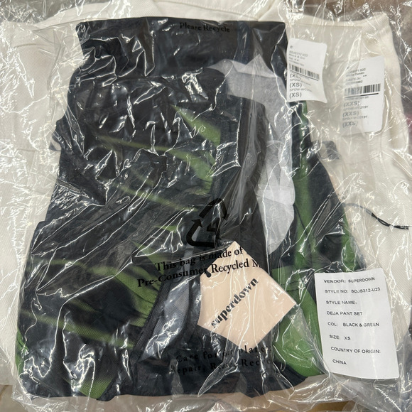 Superdown Black Sheer Crop Pant Set XS Flames Flare Wicked Coachella Elphaba NEW - Picture 10 of 13